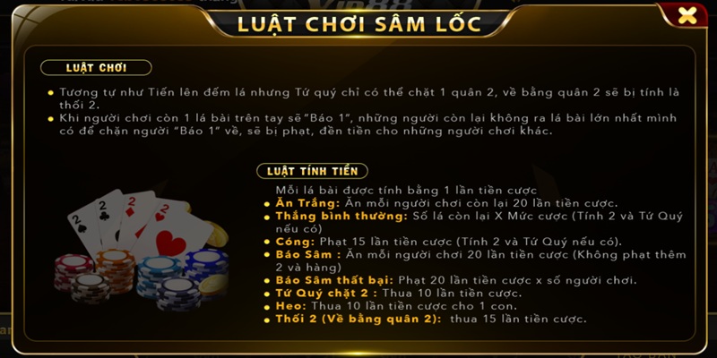 Các tính năng, luật chơi cơ bản của sâm lốc
