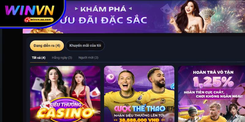 Trang chủ 46 Nhà cái WINVN hiện có nhiều ưu đãi hấp dẫn cho tân thủ