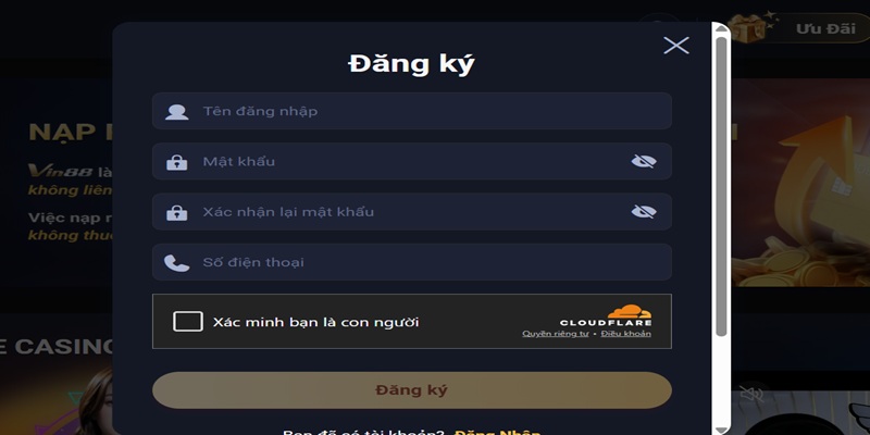 Hướng dẫn các bước đăng ký tài khoản WINVN 1 Truy cập trang chủ Winvn và chọn mục đăng ký tài khoản